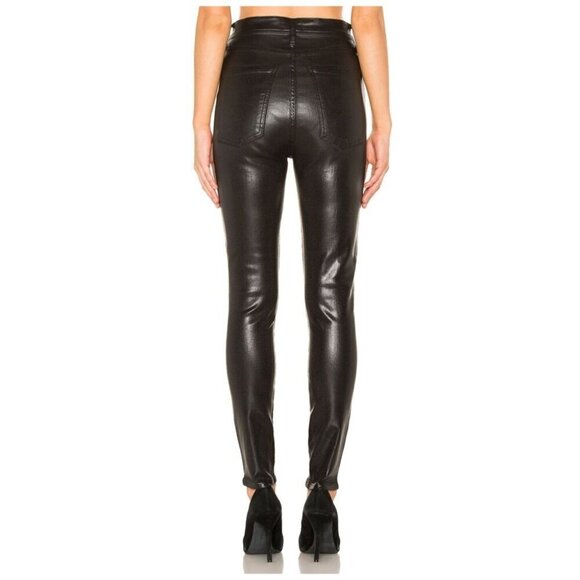 AGOLDE Roxanne Leatherette High Rise Skinny Jeans in Black Women's Sz 26 - Picture 11 of 15